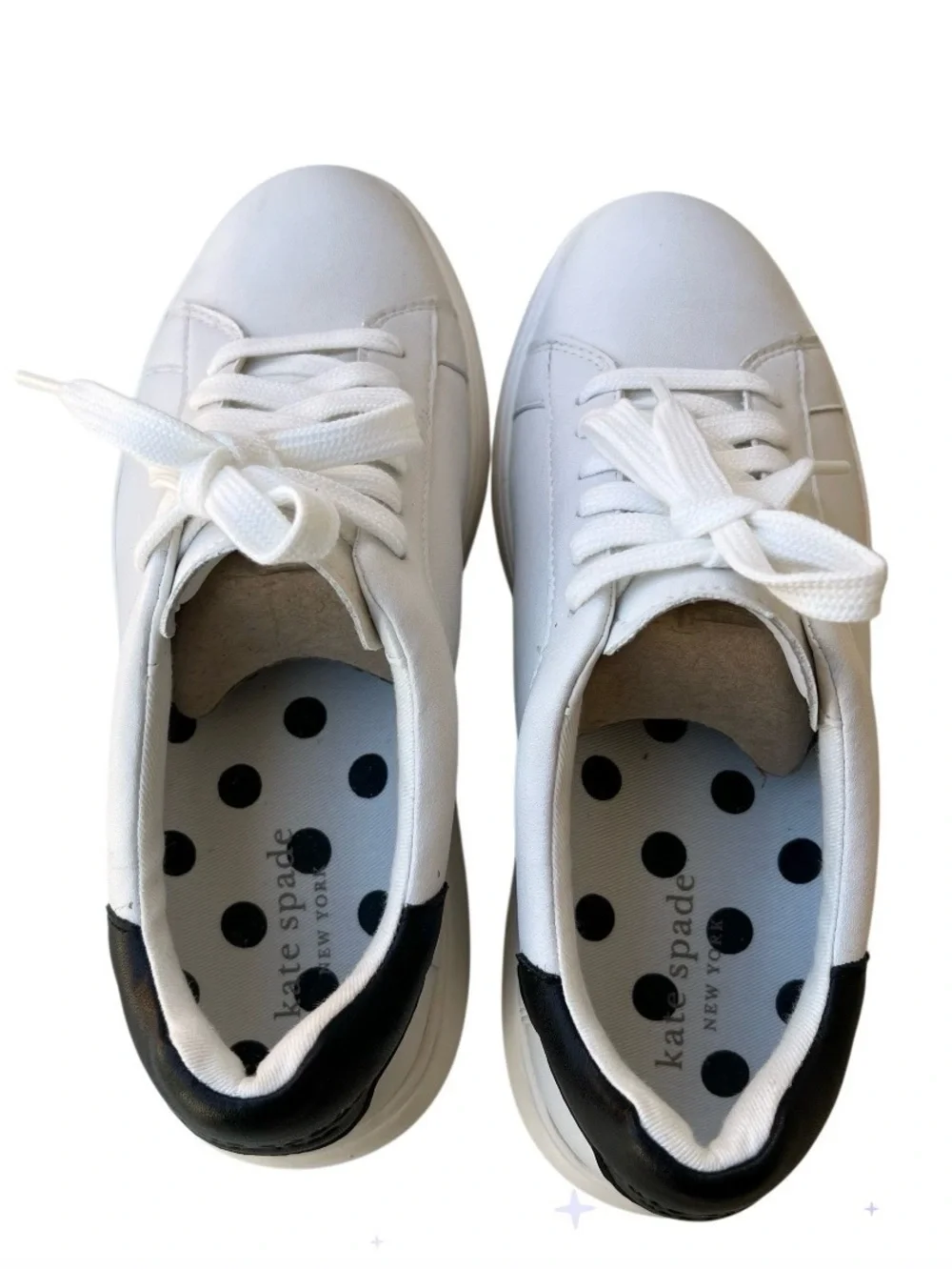 Kate Spade Lift White Leather Lace Up Sneakers 6B